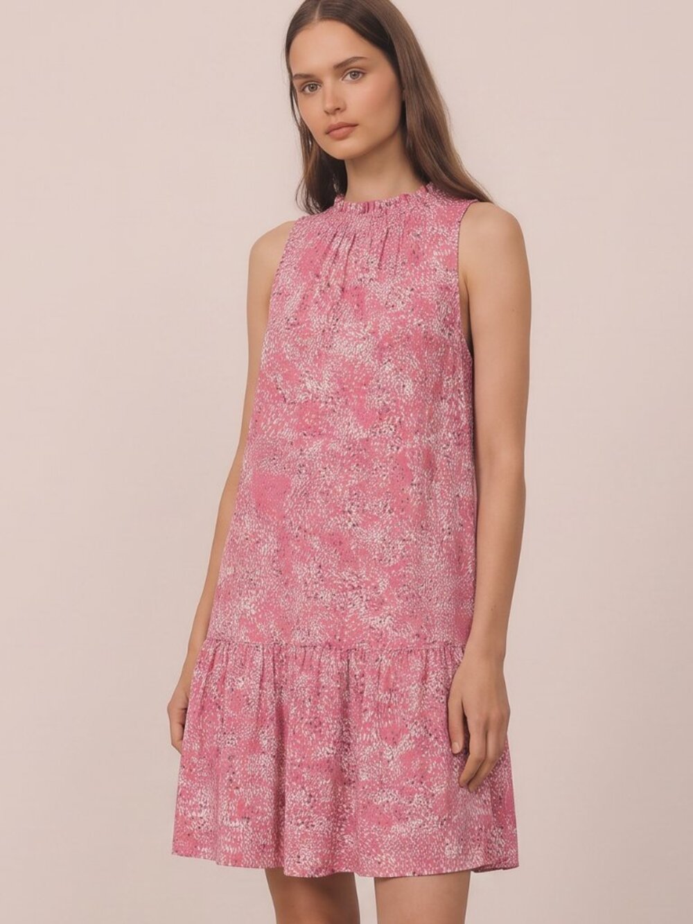 Banana Republic Factory Pink Confetti Flounce Shift Dress